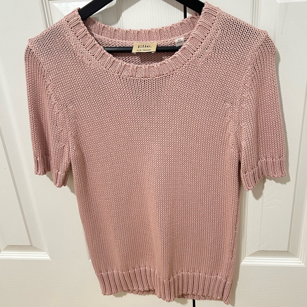 {Elie Tahari} Knit Short Sleeve Sweater